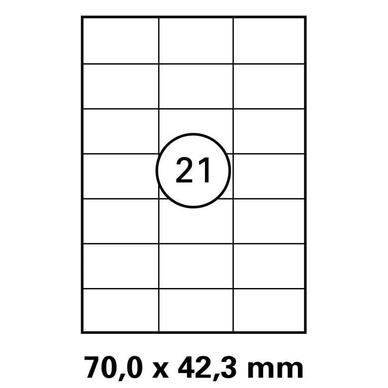 500 Blatt Etiketten Weiß - 70 x 42,3 mm auf DIN A4