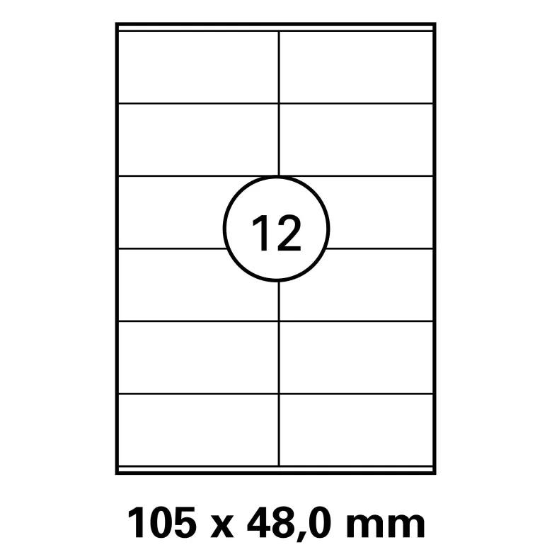 500 Blatt Etiketten Weiß - 105 x 48 mm auf DIN A4