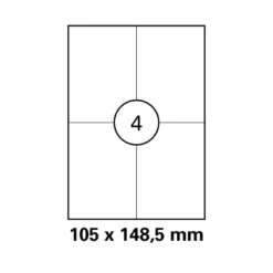 500 Blatt Versandetiketten Weiß - 105 x 148,5 mm auf DIN A4